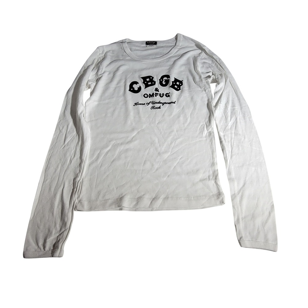 CBGB OMFUG Home of Underground Rock Long Sleeve Graphic Tee White Small S